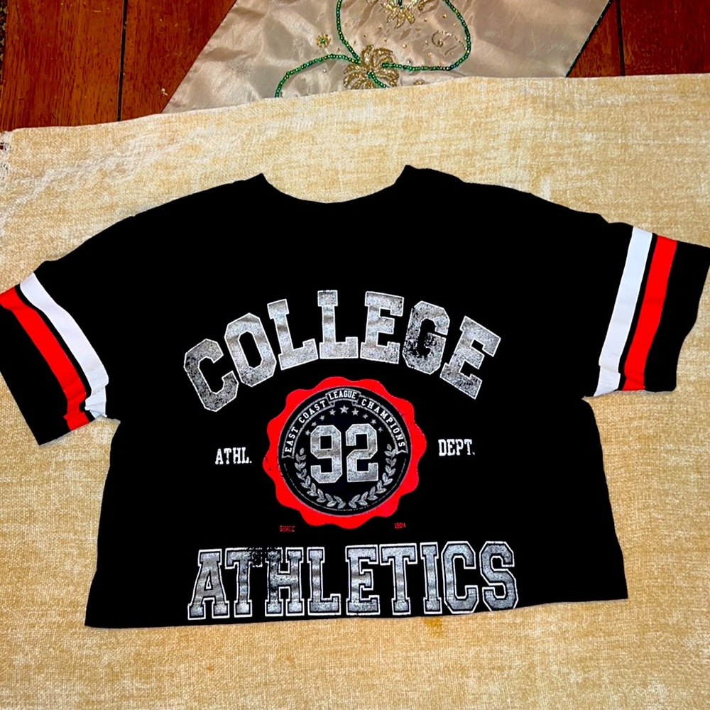 College Athletics Black Crop top